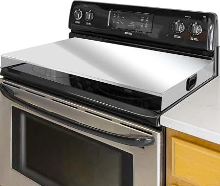 Stainless Steel Gas Stove Top Cover, Noodle Board Cooktop Cover, Kitchen Organizer for Gas and Electric Stove Range Expanding Kitchen Space, Large Size 30"x 22"x3", Sliver