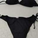 OZICERD 2 Piece Bikini Sets for Women Halter Triangle Bikini Tops Brazilian String Swimsuit Full Coverage Bottom Bathing Suit Black (Large)