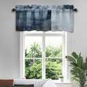 Blue Grey Kitchen Curtains Abstract Art Valances for Windows Blackout Window Treatment Valances Rod Pocket Curtain Valance for Bathroom Bedroom Living Room Cafe,52 X 18 Inch,2 Panel