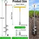 Ground Anchors Heavy Duty, 2 Pack Fully Welded Solid Steel Ground Anchors Screw in with 2.9" Spiral Blade, Trampoline Earth Stakes Auger Anchors for Sheds, Mobile Home, Tent, Swing Set