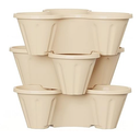 PURE GARDEN Set of 3 Stacking Planter Tower - 3-Tier Space Saving Flower Pots - Indoor/Outdoor Vertical Herb and Vegetable Planter (Beige)