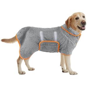 Bienbee Dog Bathrobe, Quick Drying Super Absorbent Dog Robes for After Bath, Warm Keeping Dogs Towel, Dogs Bath Supplies, Gray L