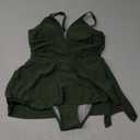 AI'MAGE Women One Piece Swim Dress Swimsuits Sexy V Neck Tummy Control Swimdress Skirt Bathing Suit Tie Knot Skirt Swimdress (Medium, Army Green)