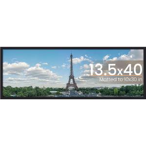 upsimples 13.5x40 Picture Frame, Display Pictures 10x30 with Mat or 13.5 x 40 Without, Wall Hanging Panoramic Frames, Black, 1 Pack