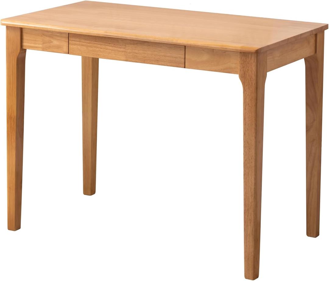 ODCVKRT Solid Wood Desk with Drawer, Small Computer Desk for Small Spaces, Gaming Study Home Office Desks for Work, Student PC Desk for Bedroom, Escritorios para Cuartos (Wood Color, 39.4 inch)
