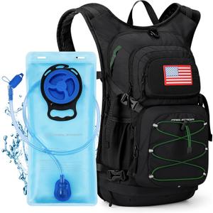 Maelstrom Hydration Backpack, Hiking Backpack with 3L Water Bladder, High Flow Bite Valve Water Backpack Men Women Lightweight Insulation for Hiking, Cycling, Running, Climbing, Camping, Black