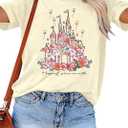 T&Twenties Women Magical Shirt for Women Funny Magic Kingdom Family Vacation Tshirt Casual Graphic Short Sleeve Tee Tops Apricot (L)