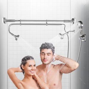 Tandem Shower, Dual Shower Heads for Couples & Handheld head, Triple Shower Head System for Two People, High Pressure and Adjustable Double Shower Heads and Handheld Shower HeadSilver) (Three Showerheads)
