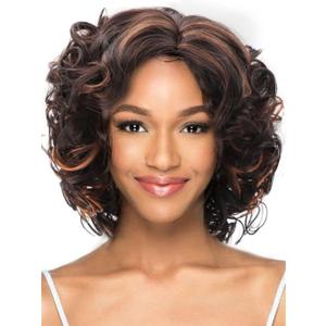 SEVENCOLORS Wigs for Black Women Afro Short Curly Bob Wigs Synthetic Hair African American Wig Natural Looking Glueless Big Curly Wigs(Brown Mixed Blonde)