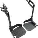 Economy Footrest for Standard Wheelchairs and Transport Chair, Composite Footplates And Heel Loops, Universal Swing-Away Footrests, wheelchair replace parts. Same function as T93HEP, PH-SF.(1 Pr, Black)