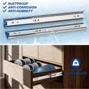 Soft Close Ball Bearing Drawer Slides 12 Inch, 5 Pairs 3-Section Full Extension Drawer Glides Heavy Duty Steel Side Mount Rails for Kitchen Cabinet, Tool Chest, Office Furniture, 100 LBS
