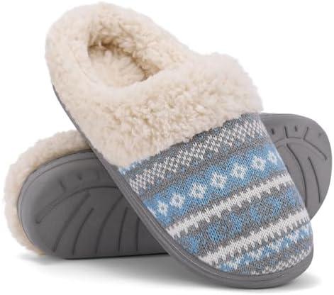 Evshine Warm Knit House Slippers for Women Comfy Wool-Like Lined Chenille Slippers with Memory Foam and Indoor Outdoor Soles44-45