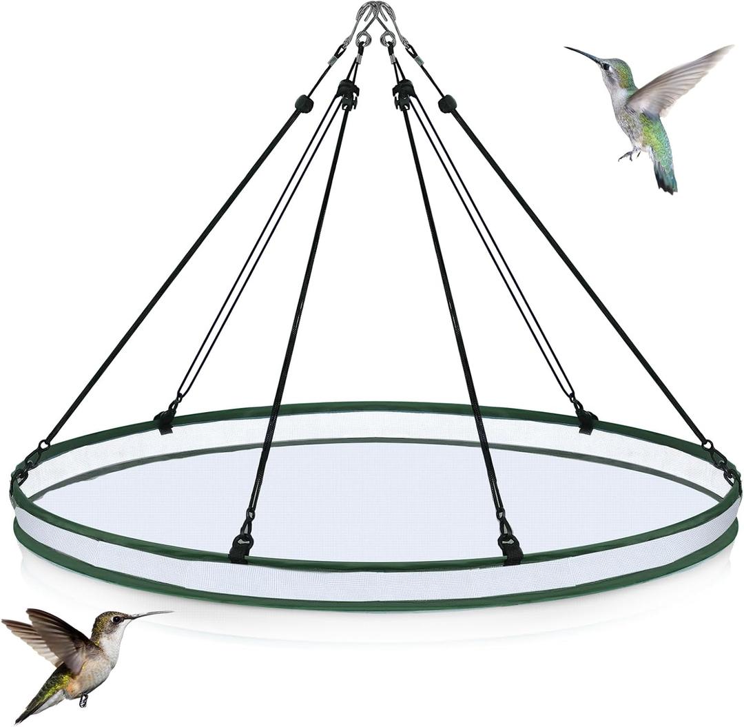 1 Pieces Universal Wild Bird Seed Catcher Hanging Hoop Platform Bird Seed Catcher Tray for Hummingbird Feeders Bee Feeder Outdoor Garden Accessories (30 Inch)