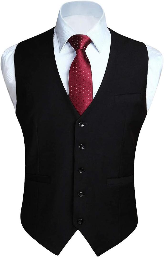 HISDERN Mens Suit Vest Waistcoat with 3 Pockets Slim Fit for Business Formal Wedding Prom and Casual Tuxedo Wear