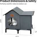 Weatherproof Heated Cat House for Outdoor in Winter, Elevated Outdoor Cat Shelter for Feral Cat, Insulated Cat Bed for Outside Stray Cat Kitty, 20x13x16 inches, Grey, Heated