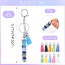 COMNICO 30 Pcs Beadable Keychains Bars with 30 Pcs Colorful Tassel Strips Bulk DIY Blank Beaded Keychain for Women Men DIY Crafting Pendant Jewelry Making