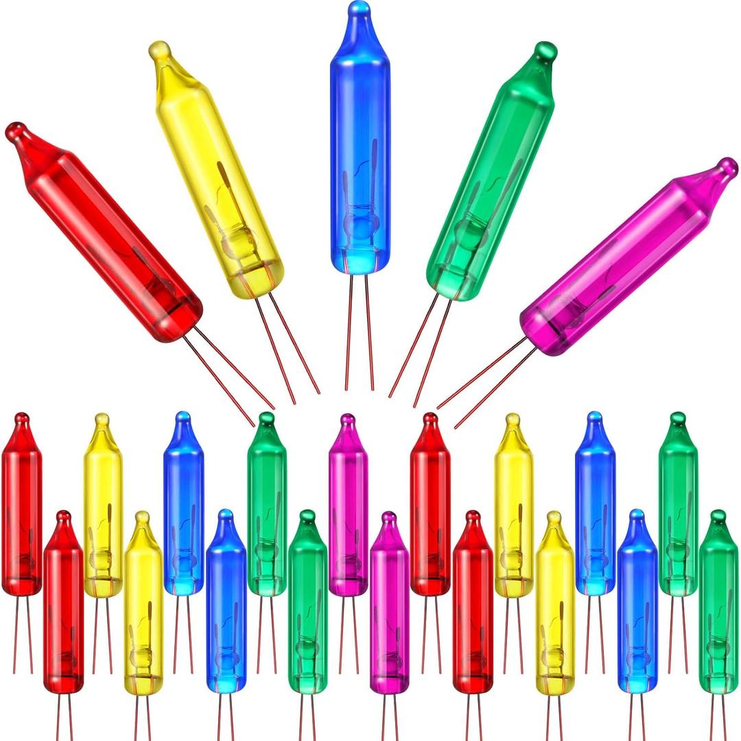 Mudder 500 Pcs Mini Christmas 2.5 Volt Replacement Light Bulbs for Christmas Trees Decorative Light Supplies Indoor Outdoor Xmas Decor, 0.17 Ampere, 0.42 Watt(Red Yellow Blue Green Purple)