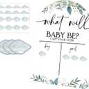 Greenery Gender Reveal Decorations - 1 Sturdy Sign With Support & 40 Green Leaves Stickers - Voting Gender Reveal Games For Boy Or Girl Ideas Games Baby Shower Supplies, Party Favors- A04