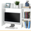 Glossyend Sturdy and Elegant Wood Dorm Desk Bookshelf Organizer, Office Desk Bookshelf Holder, Desktop Bookshelf Storage, Desk Book Organizer, Collage Dorm Desk Bookshelf, White 102x32x12.5 CM 40.15" x 12.59" x 4.92"