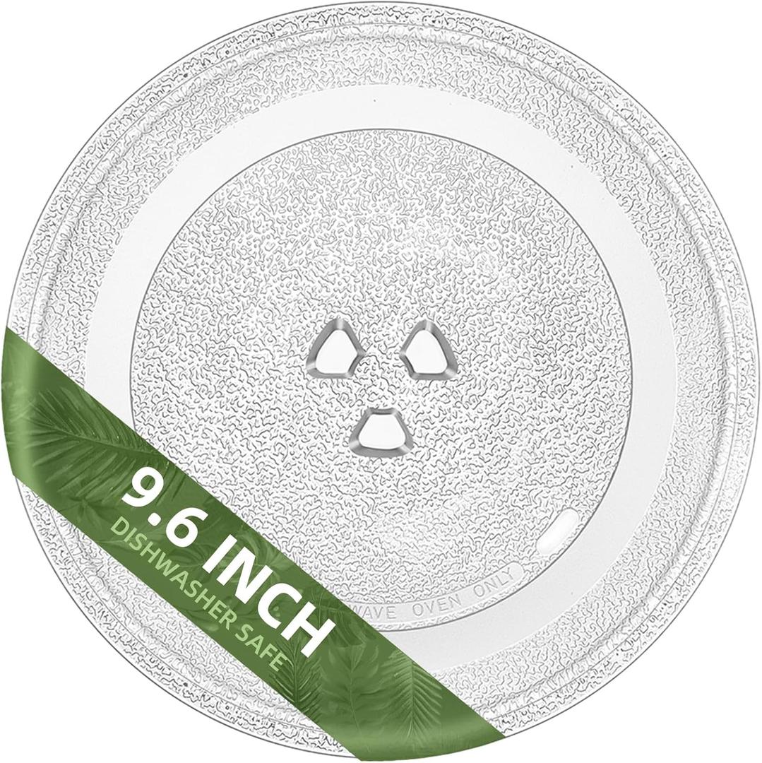 Smallest 9.6 Inch Microwave Plate Replacement Compatible With Panasonic Microwave Glass Plate F06016D00XN, 9.6" Microwave Plate Replacement for Nostalgia 0.7 cu.ft. 700W small retro microwaves (9.6" Small Coupler Hole, Outer Track 7 5/8")