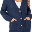 Fuinloth Women's Cardigan Sweater, Oversized Chunky Knit Button Closure with Pockets (XS)