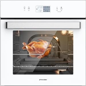 24" Single Wall Oven, ThermoMate 2.6 Cu.Ft. Electric Wall Oven with 12 Functions, White Built-in Convection Ovens, Sensor Touch Control, Safety Lock, ETL Certified, 3100W