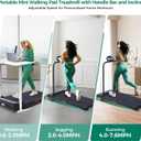 Walking Pad Treadmill with Handle Bar and Incline, 0.6-7.6MPH Electric Under Desk Treadmill for Home Small, 350LBS Mini Small Treadmills with Handles, 3.0HP Portable Treadmills for Home Exercising
