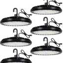 hykolity 6 Pack LED High Bay Light 200W, 5000K UFO LED High Bay Light Fixture with US Plug [600W MH/HPS Equiv.] 120-277V, 26,000lm,IP65 Commercial Warehouse Area Light for Wet Location