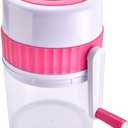 Rotary Ice Crusher Ice Shaver Manual Hand Crank Operated Ice Breaker Blades for Fast Crushing (20x13CM, Pink)