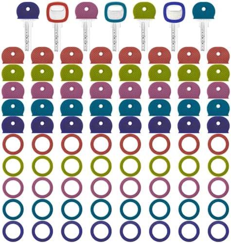 Blulu  Colored Key Covers Caps Tags Covers Set Plastic Key Color Identifier Rings Toppers(Retro Color)