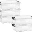 Superio Clear Storage Boxes with Lids, 4.5 Quart Plastic Container Bins for Organizing, Stackable Crates, BPA Free, Non Toxic, Odor Free, Organizers for Home, Office and Dorm, 5 Pack
