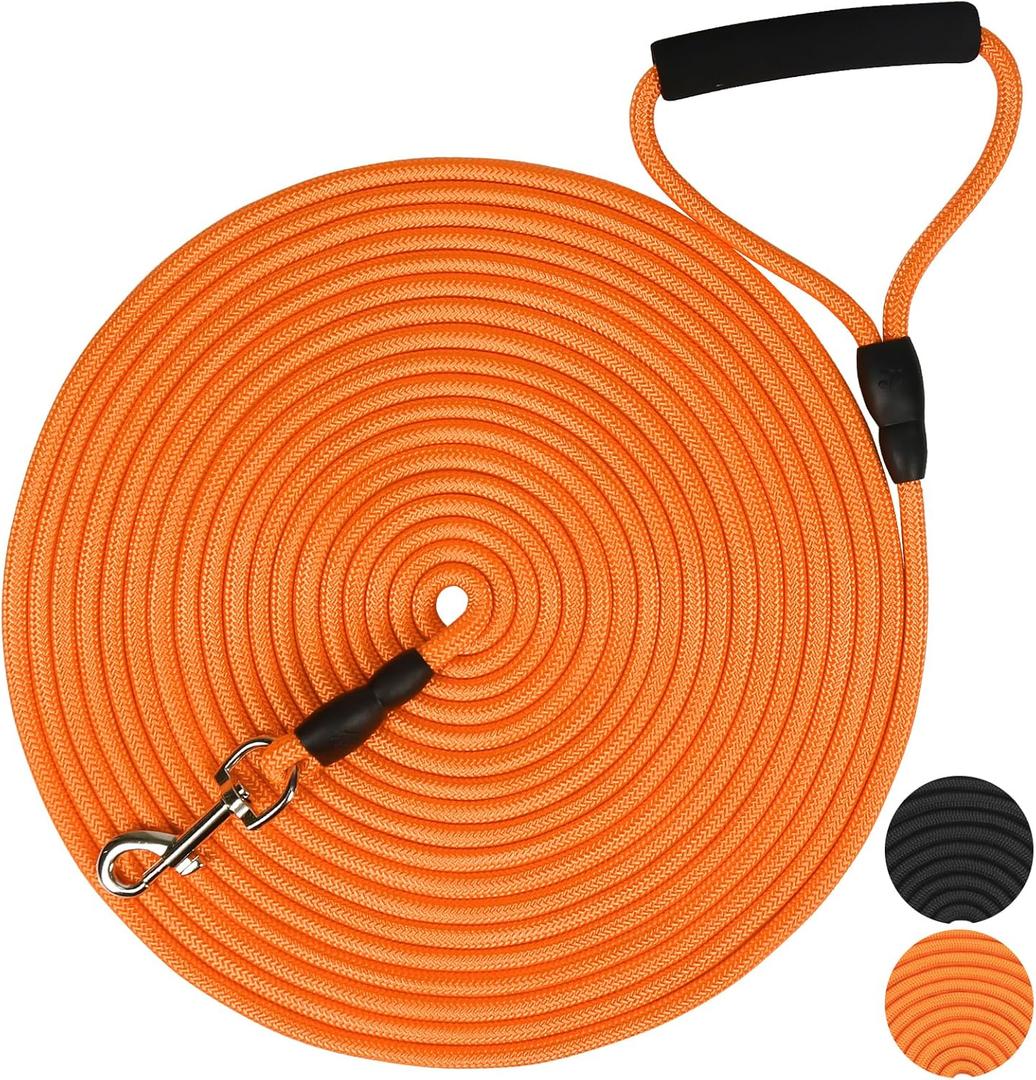 SZEE Floating Long Dog Leash, 30ft Dog Training Leash for Walking, Playing, Hunting and Swimming, for Medium & Small Pooch, Dual-Purposes (for Both Floating and Regular Training) - Orange SZEE Floating Long Dog Leash, 30ft Dog Training Leash for Walking, Playing, Hunting and Swimming, for Medium & Small Pooch, Dual-Purposes (for Both Floating and Regular Training) - Orange