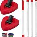 Spin Mop Handle & 2 Mop Base Replacement for O-Cedar RinseClean 2 Tank System, Adjustable 30-58" Telescopic Mop Stick Pole, Lightweight Durable Mop Handle Replacement Parts