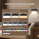 Wall Sconces Battery Operated Set of 2, 360 Rotate Magnetic Rechargeable Wall Mounted Lamp with 3 Color Temperatures & 9 RGB Modes, Wireless Wall Lights for Bedroom, Picture, Living Room (A01-Black+Black)