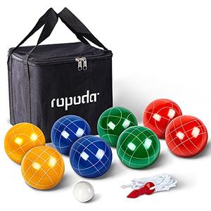 ropoda 90mm Bocce Ball Set with 8 Polyresin Balls, Pallino, Case and Measuring Rope for Backyard/Lawn/Beach/Outdoor, Resin Bocce Ball for Kids Teens Beginners (2 to 8 Players)