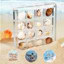 16 Grids Acrylic Display Box - Clear Shadow Box for Seashell, Rock, and Thimble Collection, Mini Trinket Shelf Organizer for Collectors