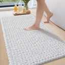 LUMI Luxury Bathroom Rug, Ultra Soft Quick Dry Bath Mat, Non-Slip Absorbent Thick Chenille Bath Rug, Cozy Braid Design Floor Mat for Bathtub, Sink, Laundry, Bedroom, White, 24"x43"