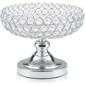Hollow-Carved Design Crystal Fruit Bowl for Table Centerpiece/Counter/Gorgeous Fruit tray for your Kitchen.Nice Gift for her.(Silver, Bowl shape 1pc)