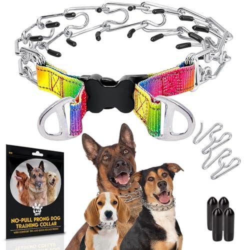 PetJett Prong Collar for Dogs Training Collar Adjustable Choke Collar for Dog Quick Release Pinch Collar for Dog for Small Dogs No Pull Walking Tool - Stainless Steel Metal Choker Chain