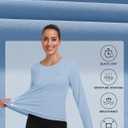 MoFiz Women's UPF 50+ Sun Protection Long Sleeve Shirts for Hiking Running Athletic Quick Dry Loose Fit Workout Tops (Blue, M)