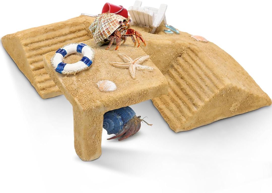 Gerrii Hermit Crab Hideout Cave Natural Resin Hermit Tank Accessory Climbing Toy and Hideaway Tunnel Hideout Durable Crab Natural Habitat Reptile Lizard Bearded Dragon Gecko Tank Decor