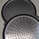 HONGBAKE 2 Pack Pizza Pan 14 Inch with Holes, Rust-Free Nonstick Pizza Pan for Oven, 0.8mm Carbon Steel Perforated Pizza Tray with Wider Handles, Round Baking Sheet for Frozen & Homemade Pizza, Grey (Gray)