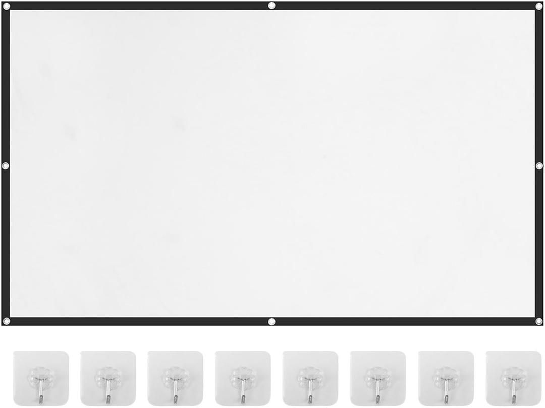 Projector Screen, 4K HD Home Movie Projection Screen, 60"|72"|84"|100"|120"|150" Anti-Crease Theater Screens Indoor Outdoor (100 INCH)