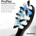 AquaSonic Genuine Proflex Replacement Brush Heads | ADA Accepted | for Whiter Teeth & Gum Care | Compatible with Many AquaSonic Toothbrush Handles (3 Pack Black)