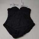 Aleumdr Women's One Piece Swimsuits Tummy Control Bathing Suits V Neck Boho Tie Shoulder Ruched Full Coverage Swimwear (Large, Black)