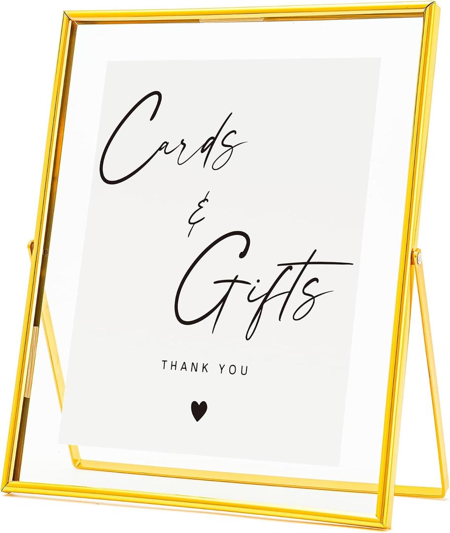 Calculs Cards and Gifts Table Decor 10x8 Inches Floating Picture Frame Wedding Signs Cardbox Decorative Accessories (Gold)
