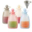 PandaEar Reusable Silicone Baby Food Pouches, 4 Pack Squeeze Pouches for Toddler Kids, BPA-Free Silicone Refillable Baby Food Storage, 5 oz