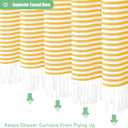 Dynamene Stall Fabric Shower Curtain, 60 inch Modern Farmhouse Yellow and White Boho Striped Cloth Shower Curtain with Tassels, Hotel Luxury Bathroom Shower Curtain Set with 10 Hook, Yellow, 60x72