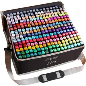 262 Colors Alcohol Markers for Artist Drawing - Dual Tip Art Markers for Adult Coloring Painting Supplies (262 Black Shell)