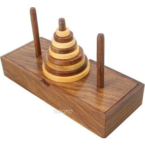 Tower of Hanoi Game Gift Wooden Puzzle Brainteaser Hanoi Tower 9 Rings Logic Games Brain Teaser Learning Intellectual Thinking Toy Premium Rosewood